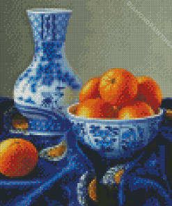 Blue and White Chinese Vase And Orange Diamond Painting