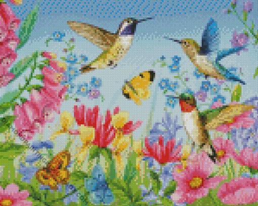 Butterflies and Hummingbirds Diamond Painting