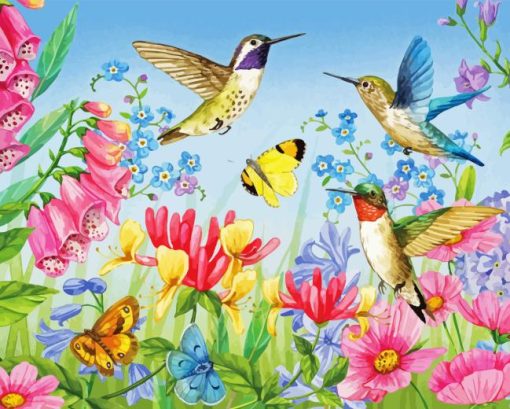 Butterflies and Hummingbirds Diamond Painting