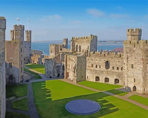 Caernarfon Castle Building Diamond Painting