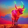 Colorful Neon Longhorn Diamond Painting