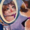 Cute Cat Looking In The Mirror Diamond Painting