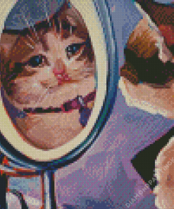 Cute Cat Looking In The Mirror Diamond Painting