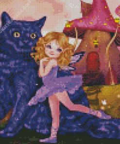 Cute Fairy and Cat Diamond Painting