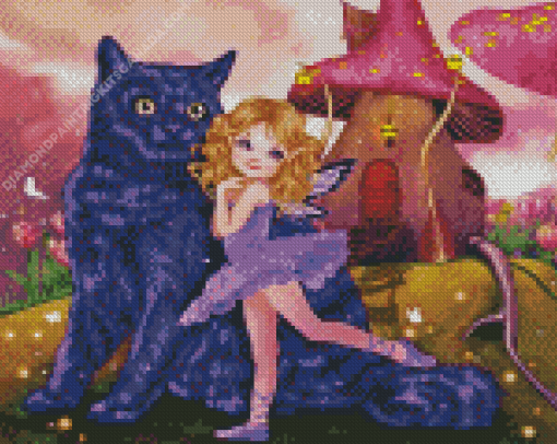 Cute Fairy and Cat Diamond Painting