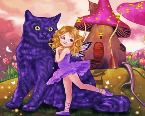 Cute Fairy and Cat Diamond Painting