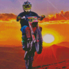 Dirt Bike Rider At Sunset Diamond Painting