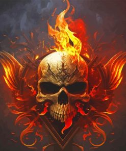 Flaming Skull Diamond Painting