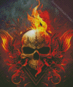 Flaming Skull Diamond Painting