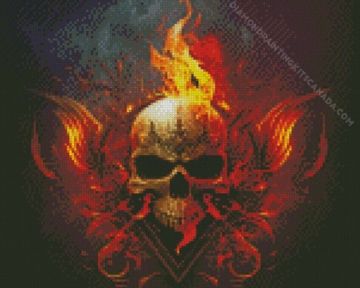 Flaming Skull Diamond Painting