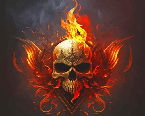 Flaming Skull Diamond Painting