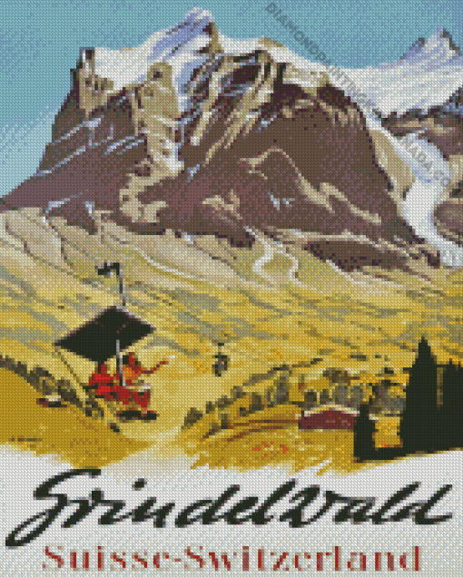 Grindelwald Vintage Poster Diamond Painting