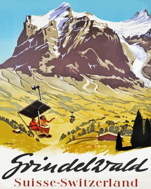 Grindelwald Vintage Poster Diamond Painting