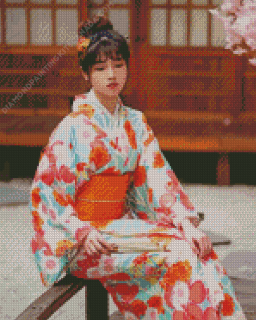 Japanese Lady With Kimono Diamond Painting