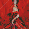 Lady With Red Dress Dancing Diamond Painting