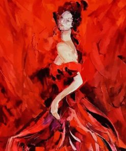 Lady With Red Dress Dancing Diamond Painting
