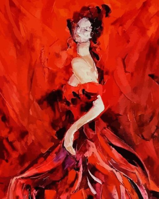 Lady With Red Dress Dancing Diamond Painting