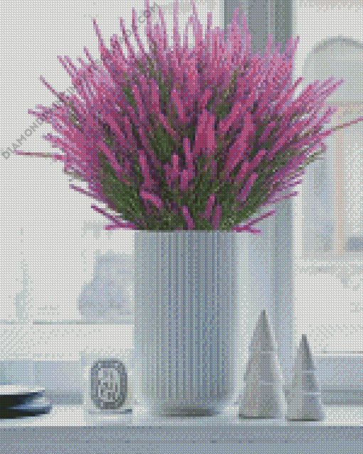 Lavender In Vase With Window Diamond Painting