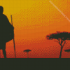 Maasai Mara Man Silhouette Diamond Painting