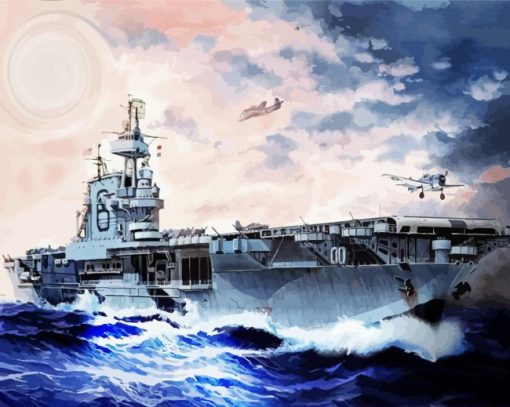 Military Ships USS Enterprise in Sea Diamond Painting