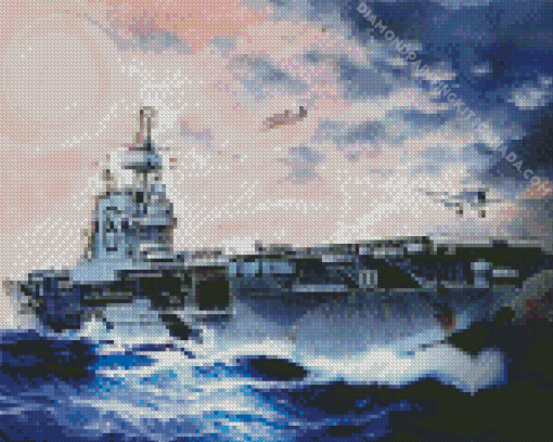 Military Ships USS Enterprise in Sea Diamond Painting