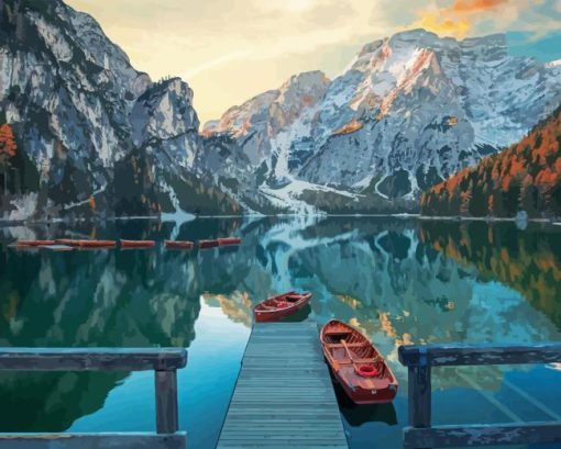 Pragser Wildsee Italian Lake Diamond Painting