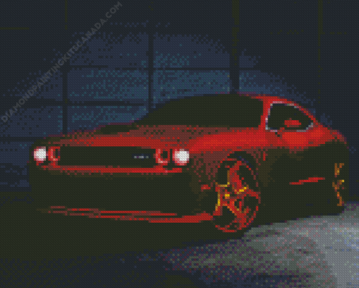 Red Dodge Challenger Redeye Diamond Painting