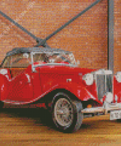 Red MG TD Vintage Car Diamond Painting
