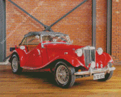 Red MG TD Vintage Car Diamond Painting