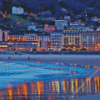 San Sebastian Beach At Night Diamond Painting