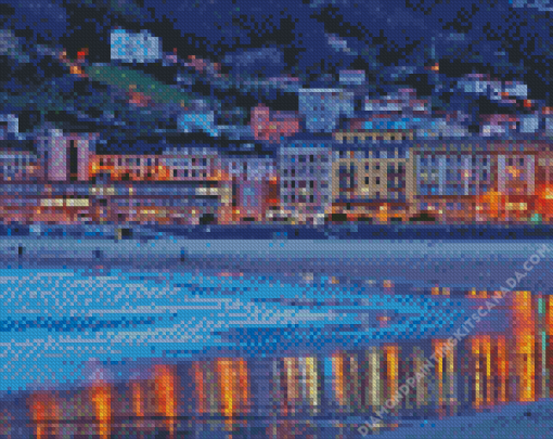 San Sebastian Beach At Night Diamond Painting