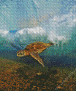 Sea Turtle Under Wave Diamond Painting