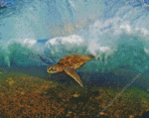 Sea Turtle Under Wave Diamond Painting