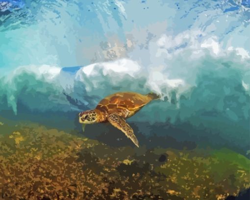 Sea Turtle Under Wave Diamond Painting