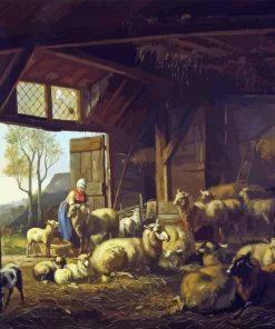 Sheep And Goats In The Barn Ravenswaay Diamond Painting