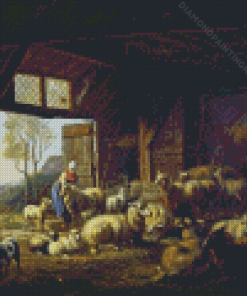 Sheep And Goats In The Barn Ravenswaay Diamond Painting