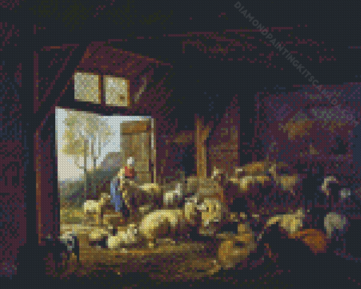 Sheep And Goats In The Barn Ravenswaay Diamond Painting