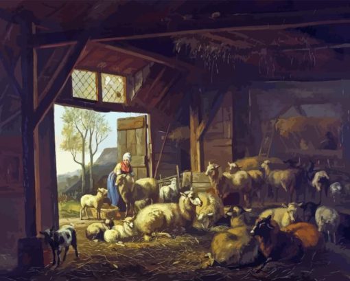 Sheep And Goats In The Barn Ravenswaay Diamond Painting