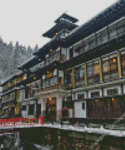 Snowy Ginzan Onsen Diamond Painting