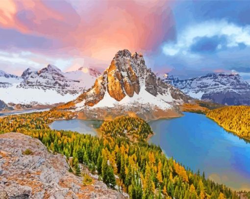 Snowy Mount Assiniboine Canada Diamond Painting