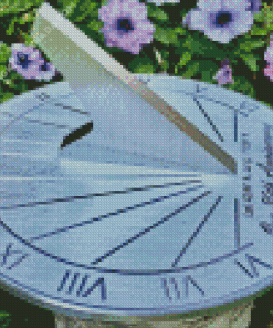 Sundial With Flowers Diamond Painting