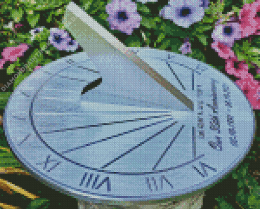 Sundial With Flowers Diamond Painting