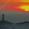 Sunset At Longships Lighthouse Cornwall Diamond Painting