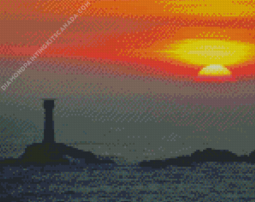 Sunset At Longships Lighthouse Cornwall Diamond Painting