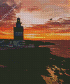 Sunset Over Hook Lighthouse Ireland Diamond Painting