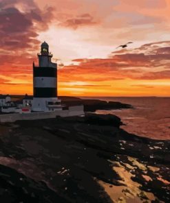 Sunset Over Hook Lighthouse Ireland Diamond Painting