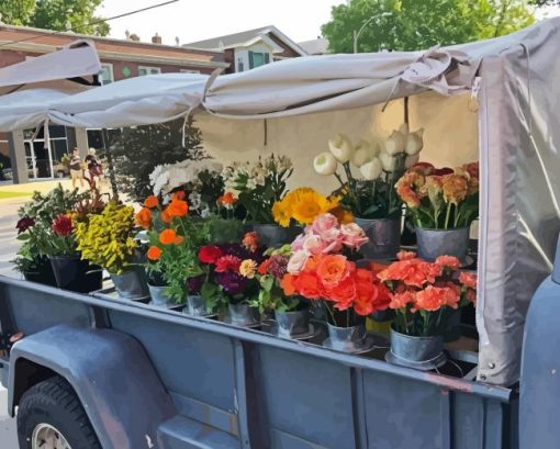 Truck Flowers Diamond Painting