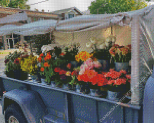 Truck Flowers Diamond Painting