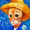 Van Gogh Cat In Hat Diamond Painting