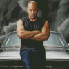 Vin Diesel Sitting On Car Diamond Painting